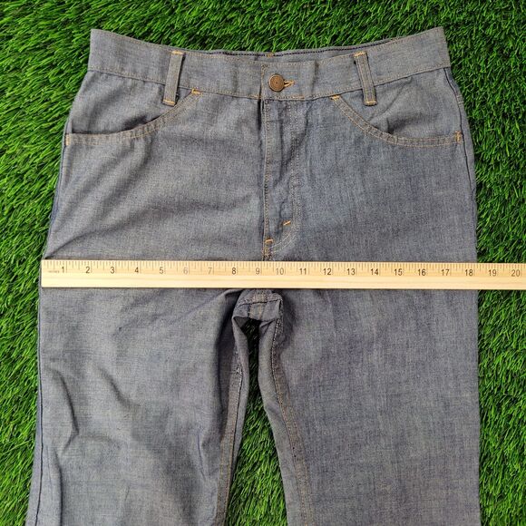 VTG 70s Levis Orange Tab Flares 30x26 Talon Zip Hippie Bell Bottoms Cropped - Picture 12 of 16